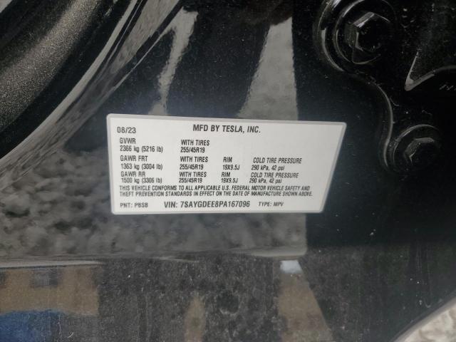 7SAYGDEE8PA167096 - 2023 TESLA MODEL Y შავი ფოტო 12
