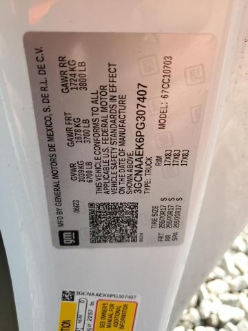 3GCNAAEK6PG307407 - 2023 CHEVROLET SILVERADO C1500 WHITE photo 12