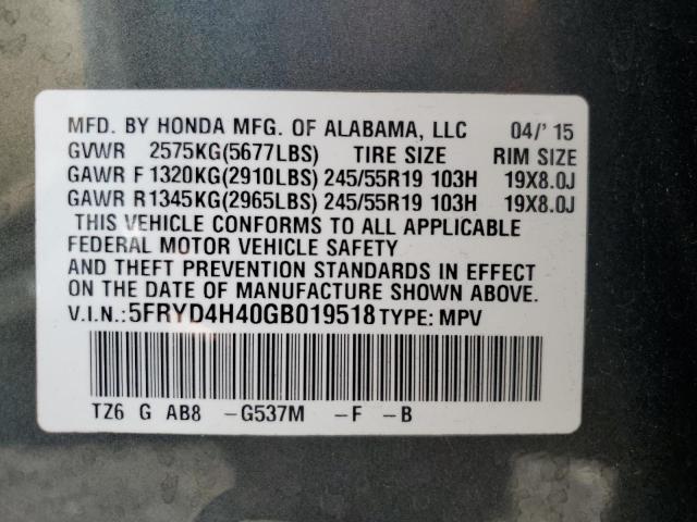 5FRYD4H40GB019518 - 2016 ACURA MDX TECHNOLOGY CHARCOAL photo 13