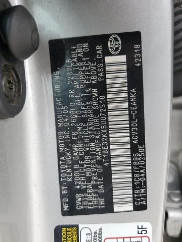 4T1BE32KX5U072510 - 2005 TOYOTA CAMRY LE GRAY photo 12