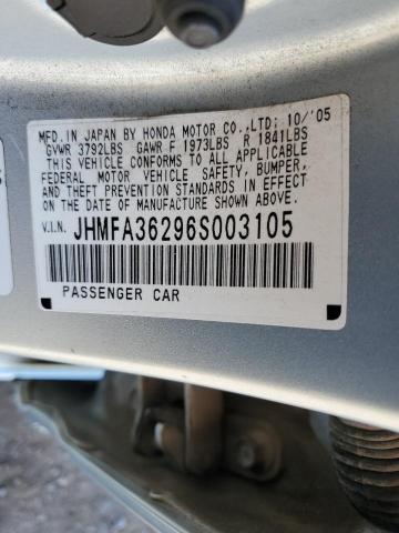 JHMFA36296S003105 - 2006 HONDA CIVIC HYBRID Silber Foto 13