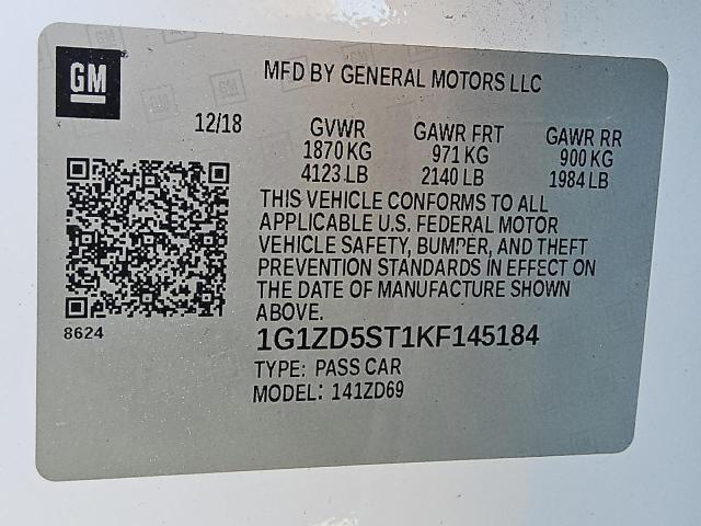 1G1ZD5ST1KF145184 - 2019 CHEVROLET MALIBU LT 白色 照片 12