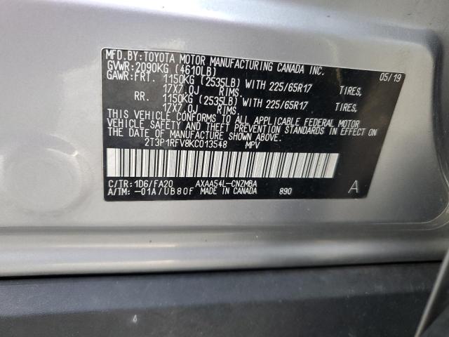 2T3P1RFV8KC013548 - 2019 TOYOTA RAV4 XLE Күміс фото 14