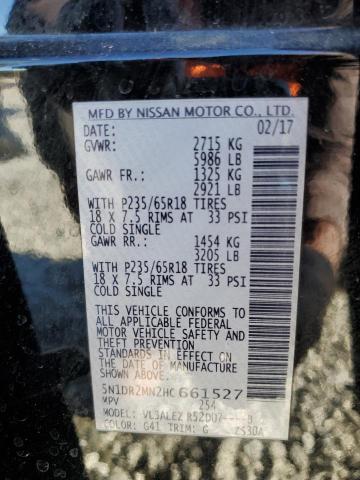 5N1DR2MN2HC661527 - 2017 NISSAN PATHFINDER S BLACK photo 13