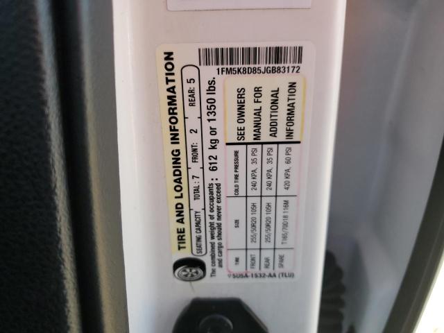 1FM5K8D85JGB83172 - 2018 FORD EXPLORER XLT 白色 照片 13