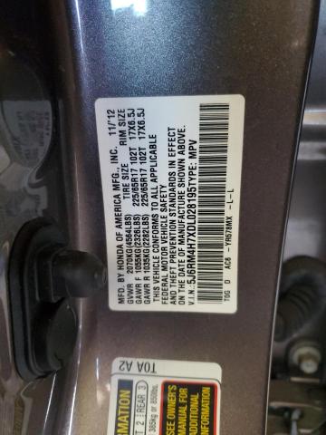 5J6RM4H7XDL028195 - 2013 HONDA CR-V EXL GRAY photo 12