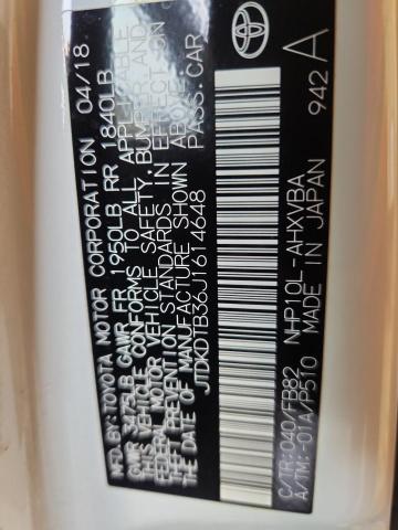 JTDKDTB36J1614648 - 2018 TOYOTA PRIUS C Biały zdjęcie 13