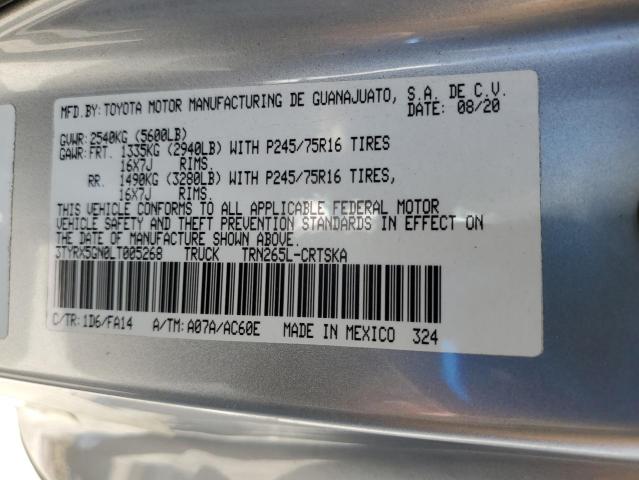 3TYRX5GN0LT005268 - 2020 TOYOTA TACOMA ACCESS CAB Արծաթագույն լուսանկար 13