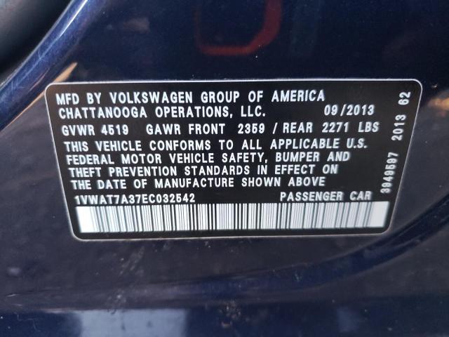 1VWAT7A37EC032542 - 2014 VOLKSWAGEN PASSAT S 黑色 照片 12