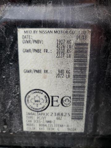 1N4AL3APXJC238825 - 2018 NISSAN ALTIMA 2.5 黑色 照片 12