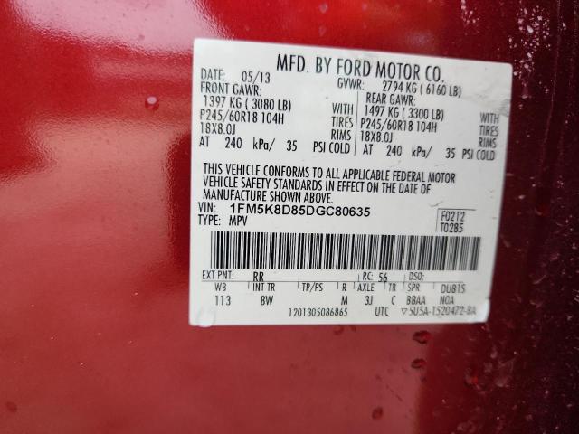 1FM5K8D85DGC80635 - 2013 FORD EXPLORER XLT Rot Foto 14