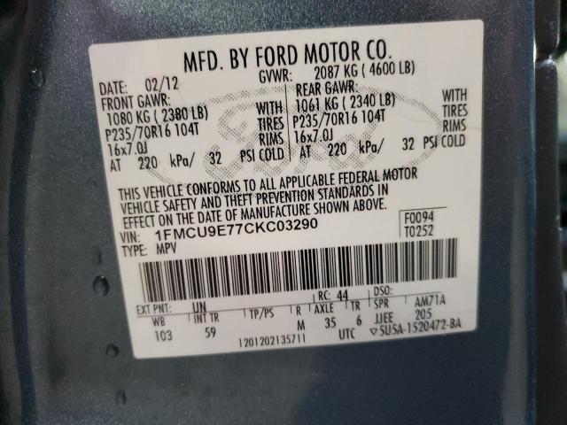 1FMCU9E77CKC03290 - 2012 FORD ESCAPE LIMITED Mavi foto 13