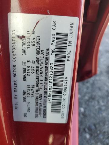JM1BM1M34E1213820 - 2014 MAZDA 3 GRAND TOURING RED photo 12