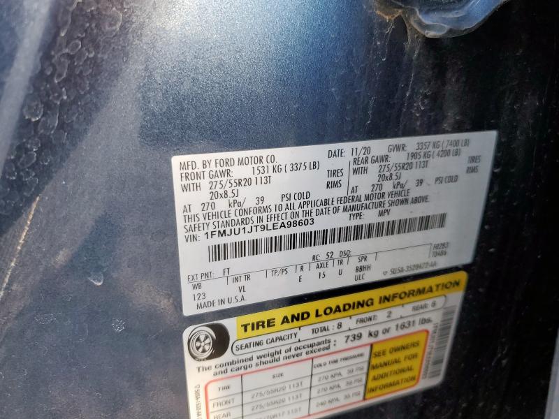 1FMJU1JT9LEA98603 - 2020 FORD EXPEDITION XLT BLUE photo 14