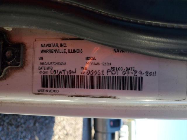 3HSDJSJR7CN636943 - 2012 INTERNATIONAL PROSTAR WHITE photo 10