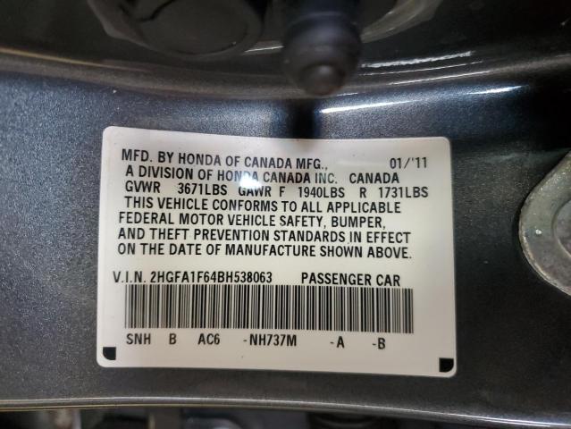 2HGFA1F64BH538063 - 2011 HONDA CIVIC LX-S Boz foto 12