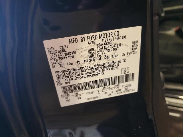 1FMCU9DG9BKB69773 - 2011 FORD ESCAPE XLT Қара фото 12