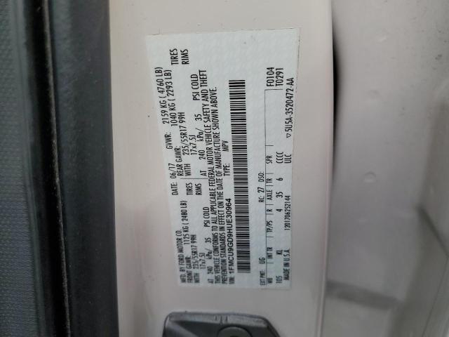 1FMCU9GD9HUE30964 - 2017 FORD ESCAPE SE WHITE photo 13