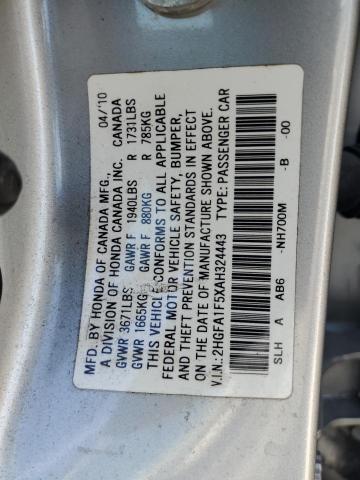 2HGFA1F5XAH324443 - 2010 HONDA CIVIC LX BLUE photo 13