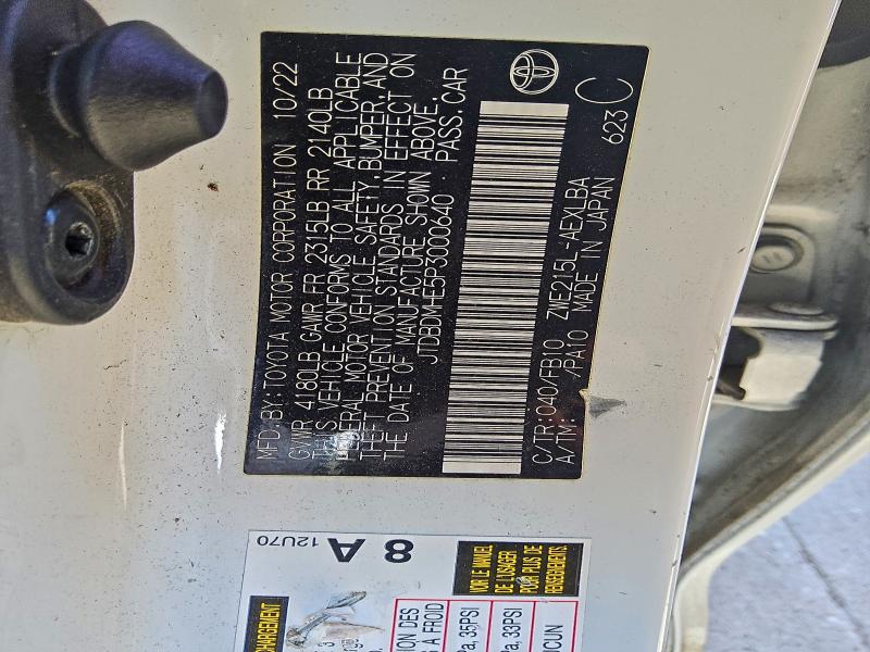 JTDBDMHE5P3000640 - 2023 TOYOTA COROLLA LE თეთრი ფოტო 12