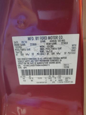 1FMCU0D75BKA56611 - 2011 FORD ESCAPE XLT წითელი ფოტო 13