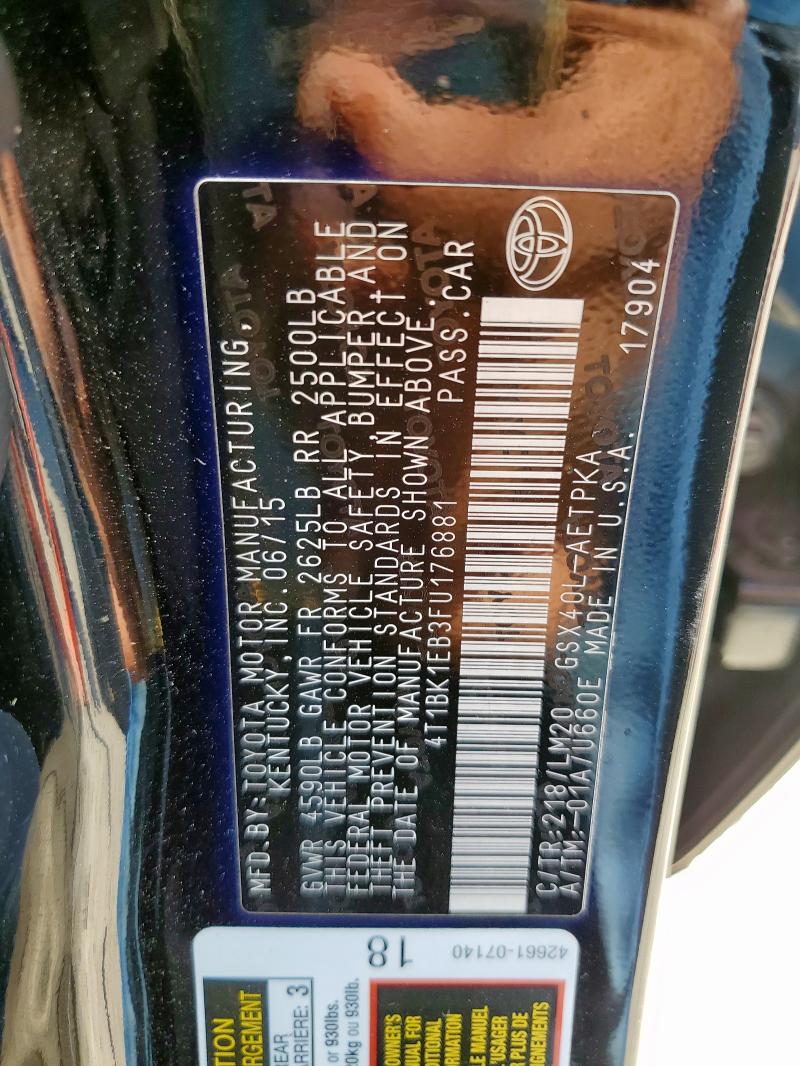 4T1BK1EB3FU176881 - 2015 TOYOTA AVALON XLE 黑色 照片 13