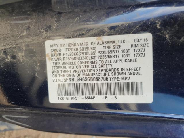 5FNRL5H65GB088706 - 2016 HONDA ODYSSEY EXL BLUE photo 13