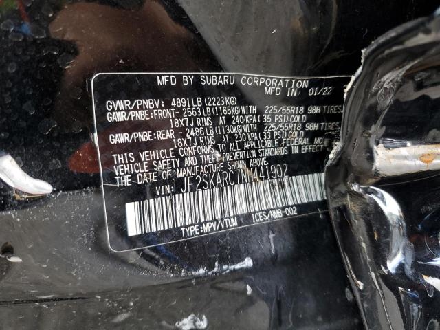 JF2SKARC7NH441902 - 2022 SUBARU FORESTER TOURING BLACK photo 13