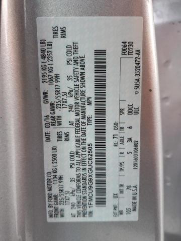 1FMCU9G9XGUC62505 - 2016 FORD ESCAPE SE 银色 照片 13