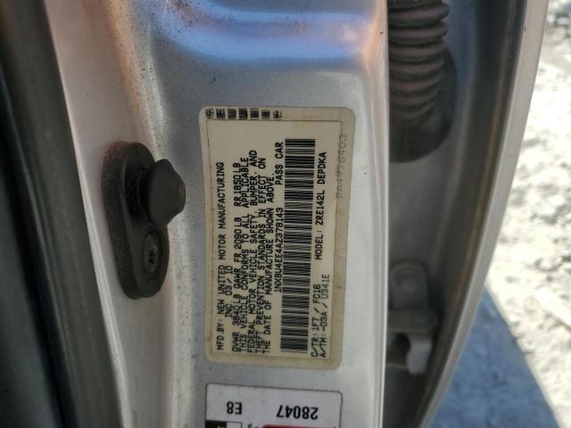 1NXBU4EE4AZ378143 - 2010 TOYOTA COROLLA BASE 银色 照片 12