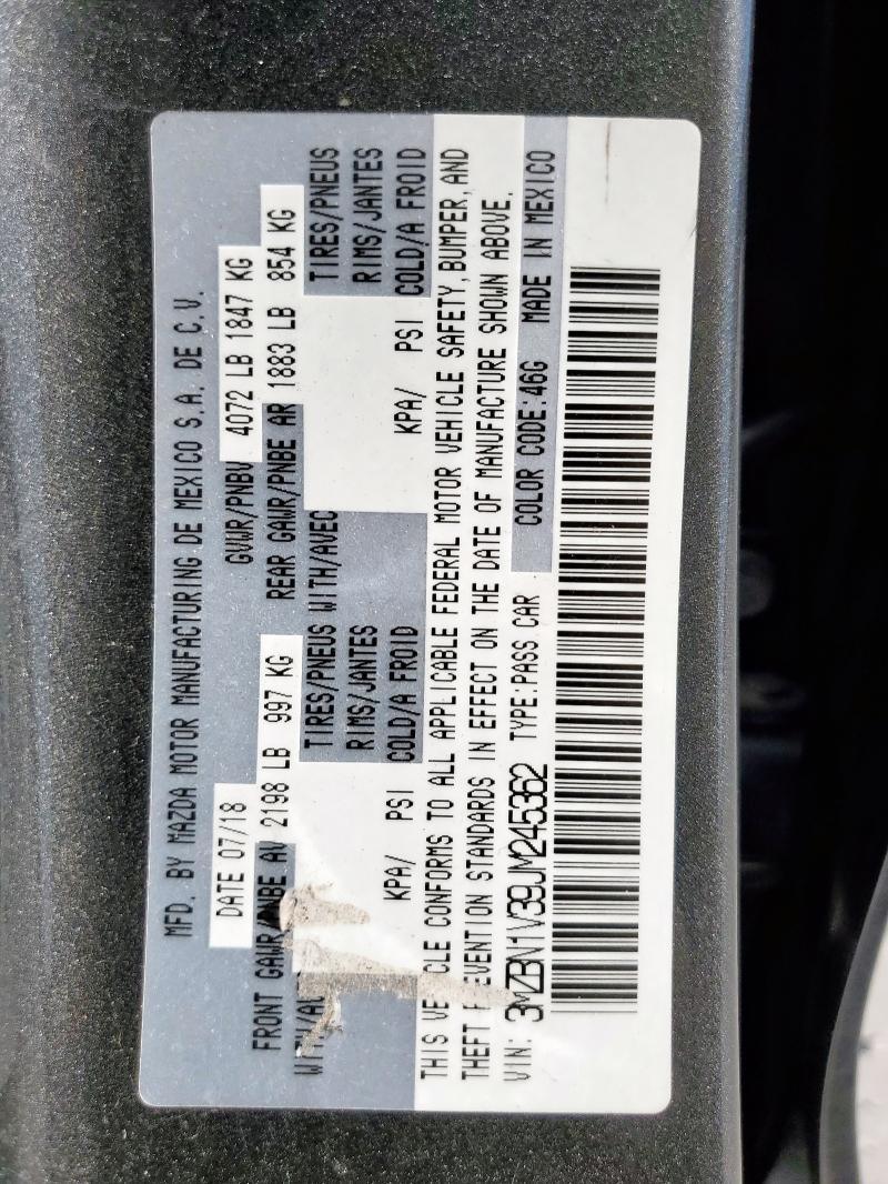 3MZBN1V39JM245362 - 2018 MAZDA 3 TOURING CHARCOAL photo 12