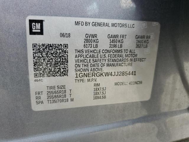 1GNERGKW4JJ285441 - 2018 CHEVROLET TRAVERSE LT SILVER photo 13