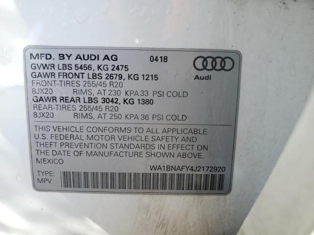 WA1BNAFY4J2172920 - 2018 AUDI Q5 PREMIUM PLUS WHITE photo 13