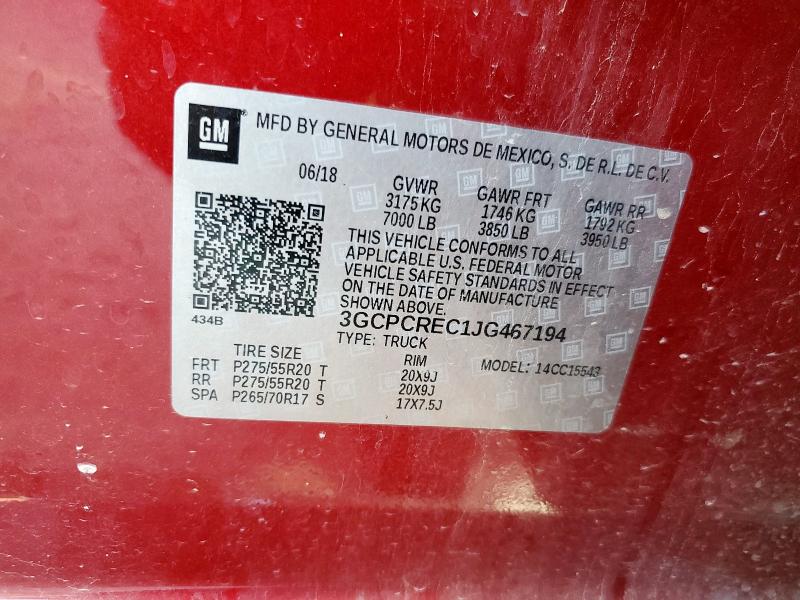 3GCPCREC1JG467194 - 2018 CHEVROLET SILVERADO C1500 LT მუქწითელი ფოტო 13