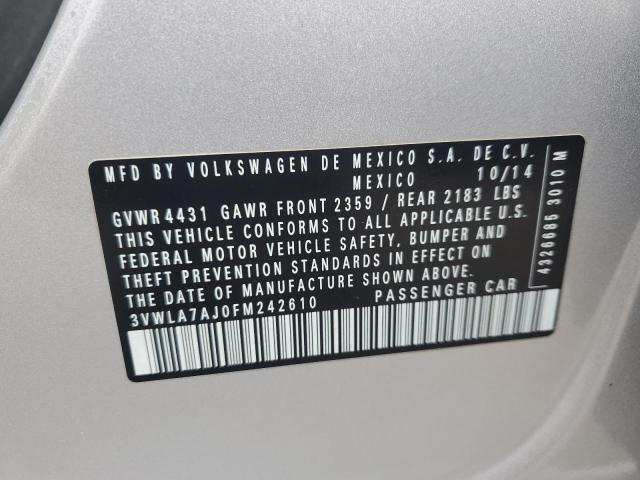 3VWLA7AJ0FM242610 - 2015 VOLKSWAGEN JETTA TDI SILVER photo 12
