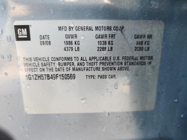 1G1ZH57B49F150569 - 2009 CHEVROLET MALIBU 1LT BLUE photo 12