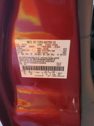 1FMCU0DG8AKD00895 - 2010 FORD ESCAPE XLT MAROON photo 13