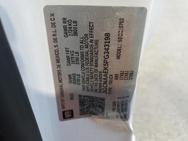 3GCNAAEK5PG343198 - 2023 CHEVROLET SILVERADO C1500 WHITE photo 13