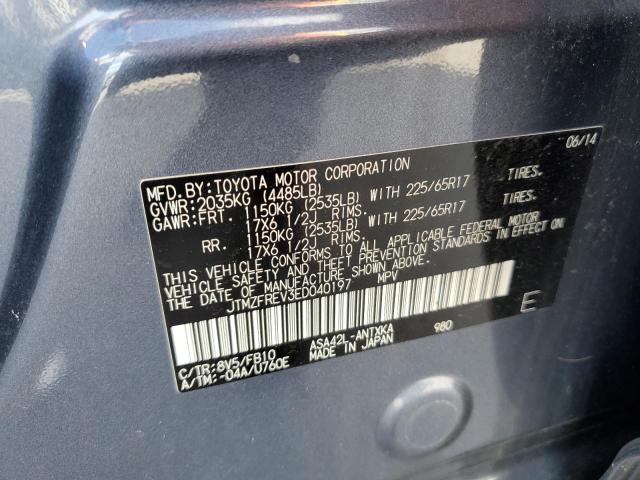 JTMZFREV3ED040197 - 2014 TOYOTA RAV4 LE BLUE photo 13