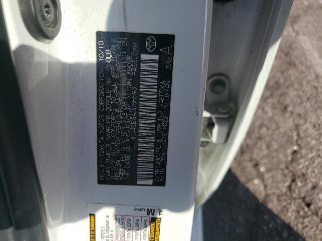 JTDBU4EE8AJ085593 - 2010 TOYOTA COROLLA BASE Белый фото 12