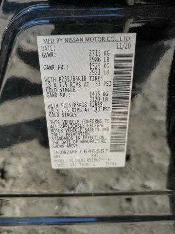 5N1DR2AM6LC646887 - 2020 NISSAN PATHFINDER S BLACK photo 13