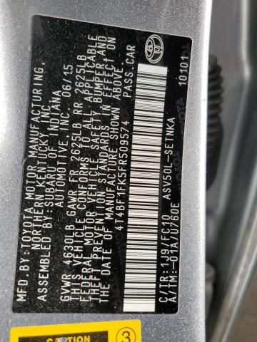 4T4BF1FK5FR509574 - 2015 TOYOTA CAMRY LE SILVER photo 13