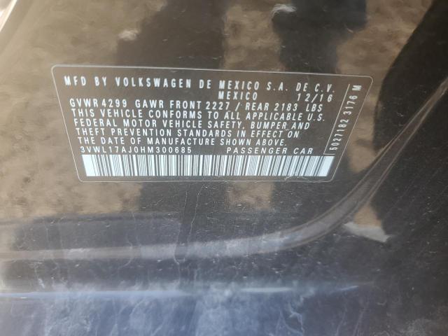 3VWL17AJ0HM300685 - 2017 VOLKSWAGEN JETTA SEL BLACK photo 12