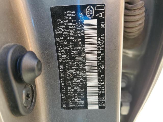 2T1BURHE6JC080297 - 2018 TOYOTA COROLLA L 棕色 照片 12