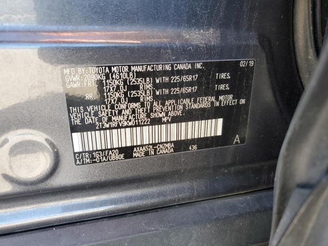 2T3W1RFV9KW011222 - 2019 TOYOTA RAV4 XLE 灰色 照片 13