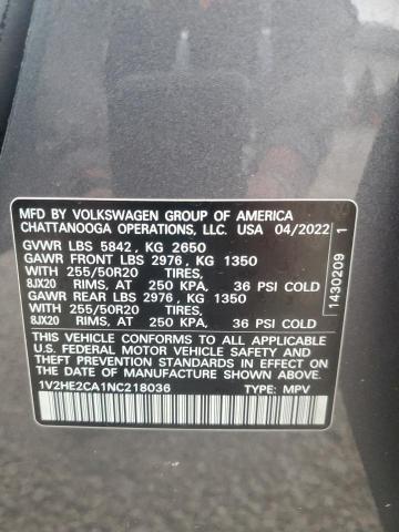 1V2HE2CA1NC218036 - 2022 VOLKSWAGEN ATLAS CROS SE Boz foto 13
