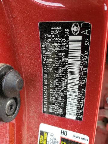 2T1BURHE6GC536890 - 2016 TOYOTA COROLLA L RED photo 13