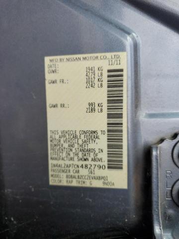 1N4AL2AP7CN482790 - 2012 NISSAN ALTIMA BASE Сұр фото 12