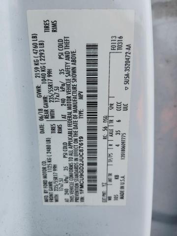 1FMCU9GD2JUC87619 - 2018 FORD ESCAPE SE WHITE photo 13