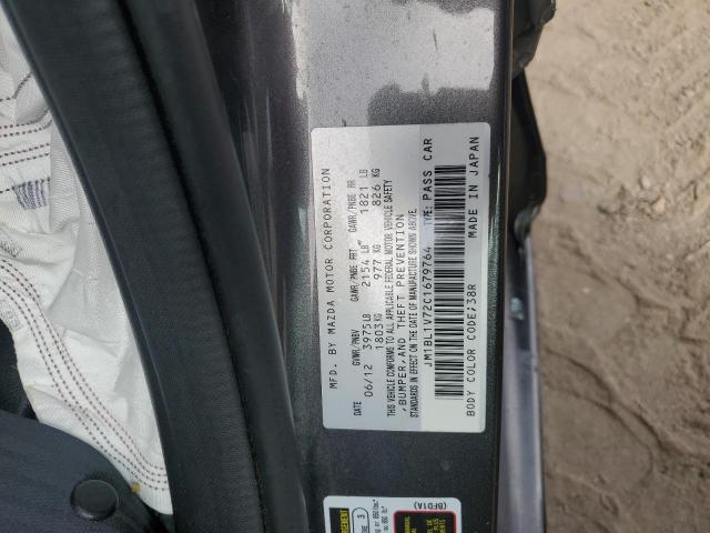 JM1BL1V72C1679764 - 2012 MAZDA 3 I ნაცრისფერი ფოტო 12